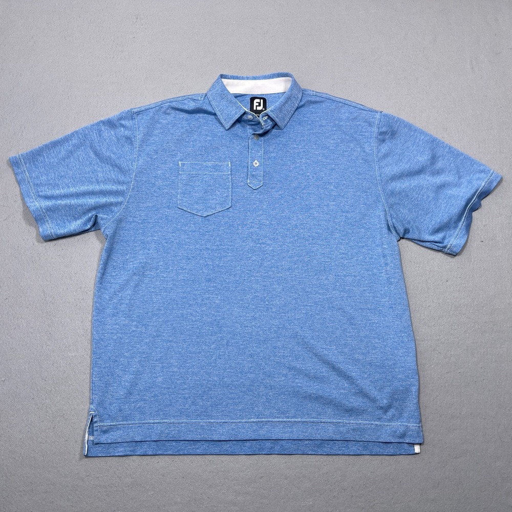 FootJoy Polo Shirt Men XL Regular Fit Blue Heathered Performance Golf Athleisure